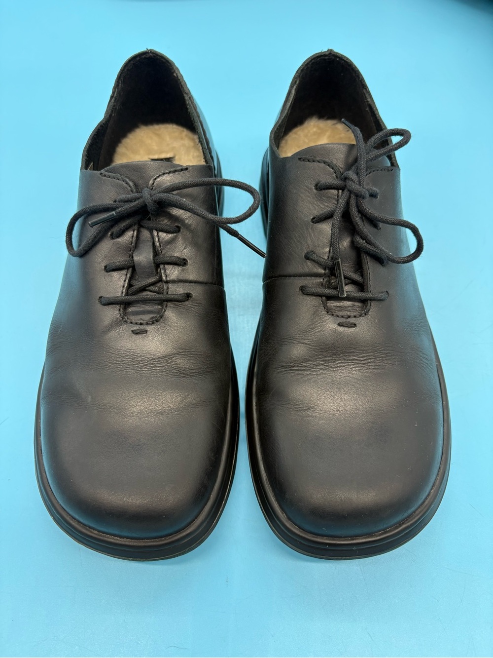 Dr. Martens Lorrie III Faux Fur Lined Leather Oxfords Derbys - Black Size 9